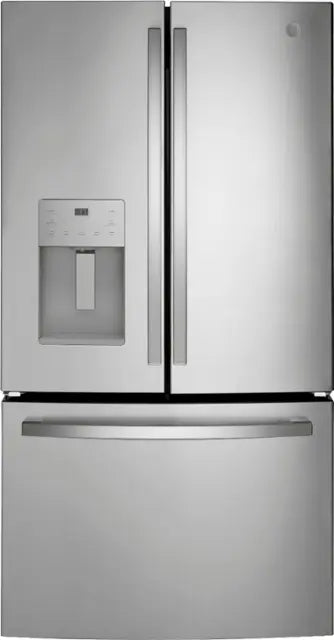 GE - 25.6 Cu. Ft. French Door Refrigerator with Space-Saving Ice Maker - Stainless Steel - new