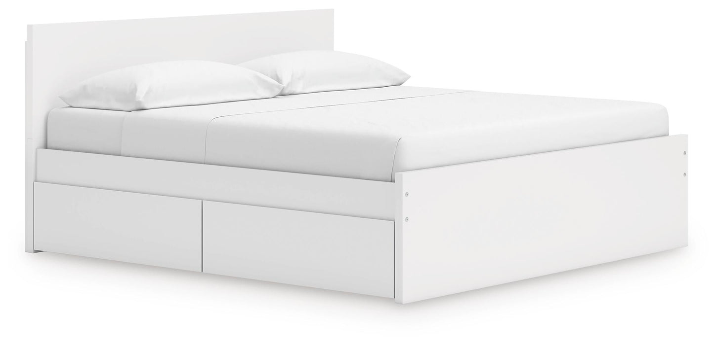 Onita White Onita King Panel Platform Bed with 2 Side Storage