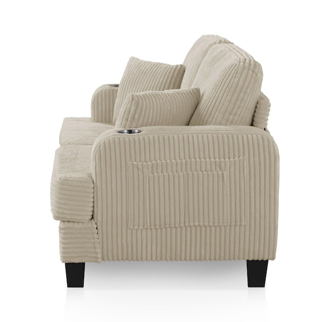 Furniture of America Kasin 61-in W Modern Beige Chenille 2-seater Loveseat - new