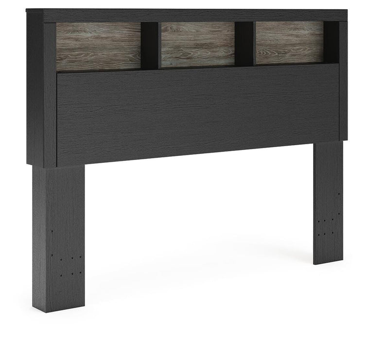 Jonnifer Black/Gray Lighted Queen Bookcase HDBD