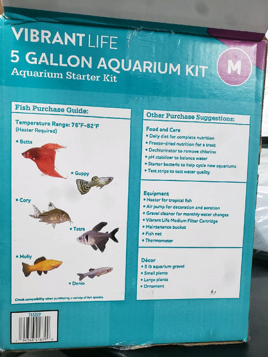 Vibrant Life 5 Gallon Aquarium Starter Kit with Blue & White LED Lights - new