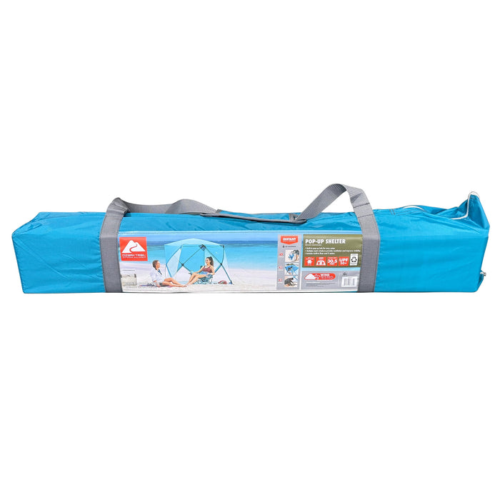 Ozark Trail 82" x 70" Pop Up Beach Shelter, with UPF50+ Protection, Blue - new