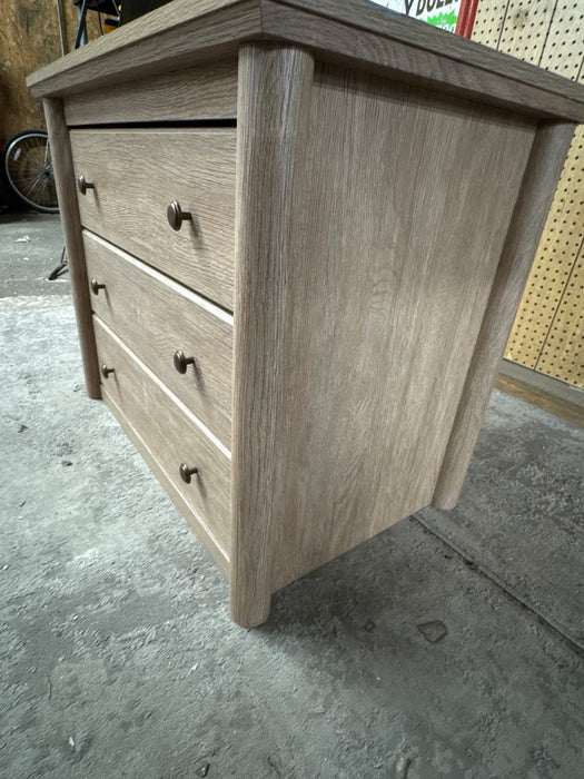 My Texas House Monroe 3 Drawer Nightstand with USB, Brushed Oak Finish -