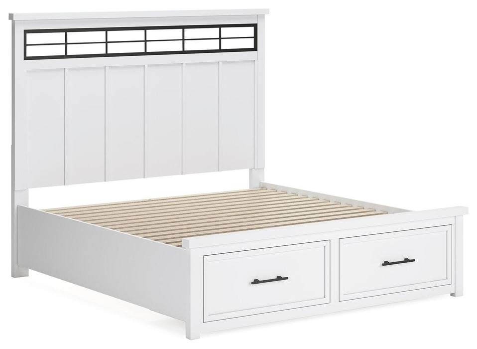Ashbryn White/Natural Ashbryn King Panel Storage Bed