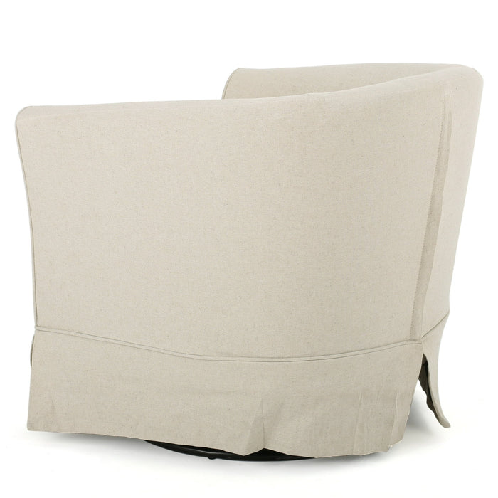 Noble House Celeste Natural Fabric Swivel Chair with Cover, Beige - open_box