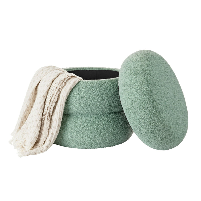 Mainstays Boucle Cloud Storage Ottoman, Sage - new
