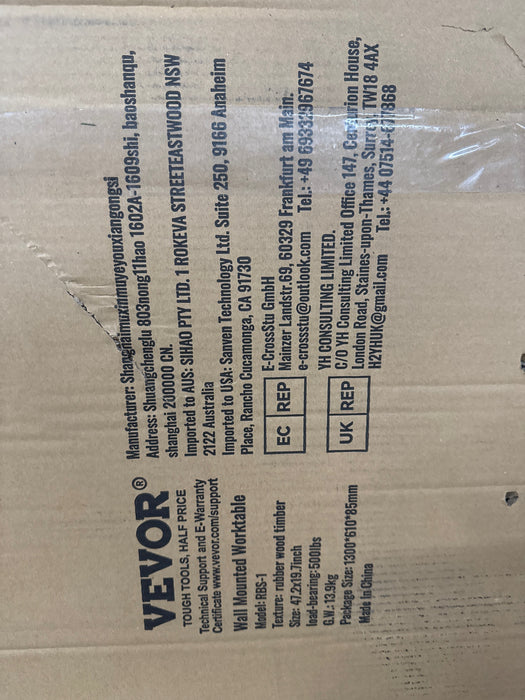 KFFKFF Wall-Attachable Collapsible Table, Dimensions 47.24" x 19.69", Wall-Hanging Drop Leaf Design, Wood Crafted Desk with Metal Support, Foldable Workstation for Compact Areas - open_box