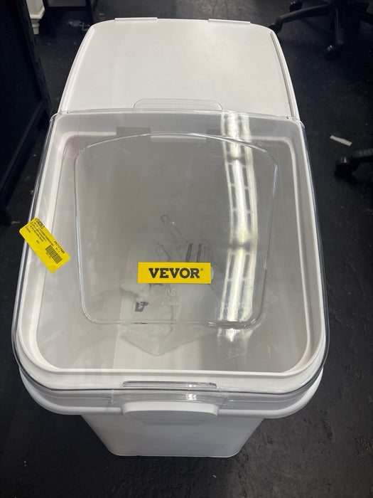 VEVOR 27 Gallon food storage containers 500 Cup Ingredient Bin with Scoop and Sliding Lid Commercial Food Container Ideal for rice storage, dog food container, flour, and sugar containers, White - open_box