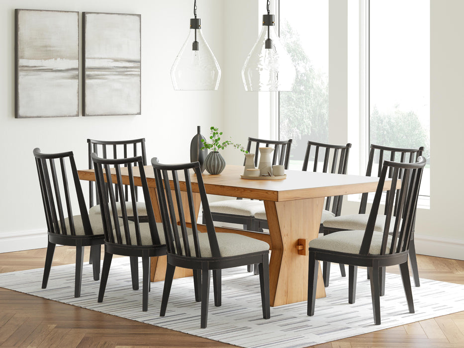 Galliden Light Brown Galliden Dining Table and 8 Chairs - Brand New