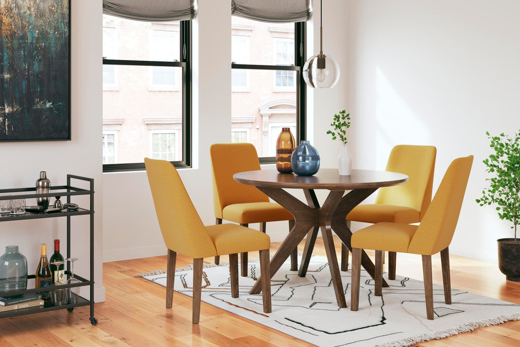 Lyncott Mustard/Brown Lyncott Dining Table and 4 Chairs