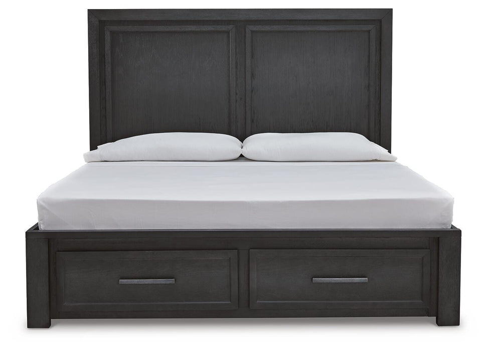 Foyland Black/Brown Foyland California King Panel Storage Bed