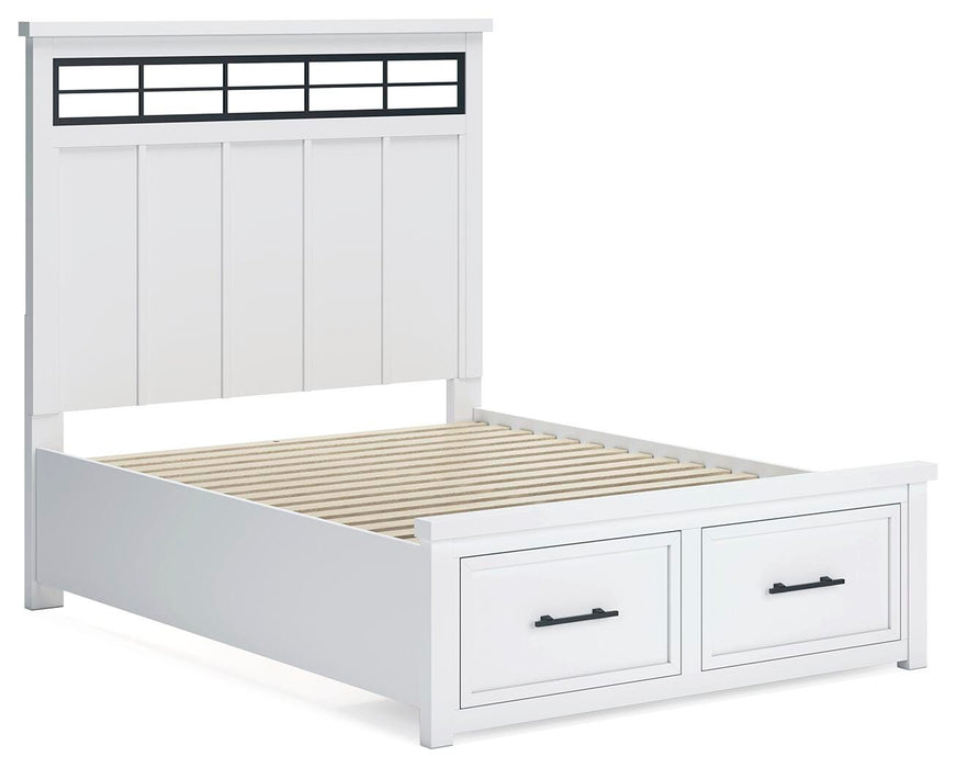 Ashbryn White/Natural Ashbryn Queen Panel Storage Bed