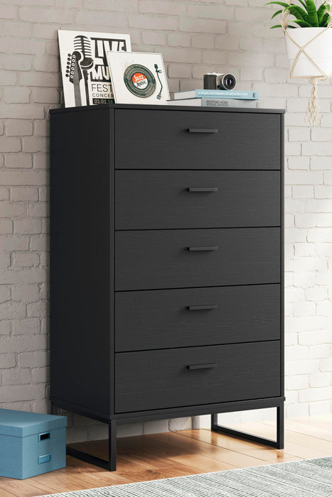 Socalle Black Five Drawer Chest