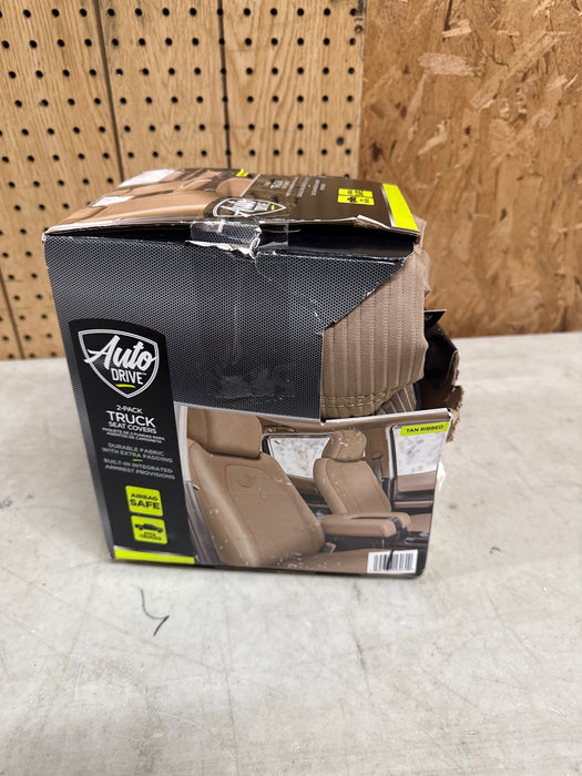 Auto Drive 2 Piece Truck Seat Cover Santos, Jacquard Tan - Universal Fit, 2202SC305 - open_box