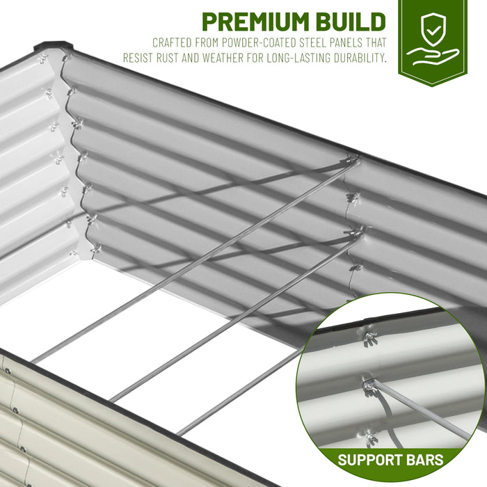 SnugNiture 6x3x2 ft Galvanized Metal Raised Garden Bed, Large Outdoor Planter Box for Vegetables & Flowers, White