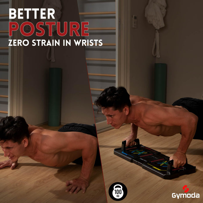 GYMODA Push Up Board for Men & Women | Portable Gym | Foldable Board | Home Workout Equipment | Muscle Max Push Board | Multi-Function | Push Up Board for Floor Fitness Strength & Exercise -