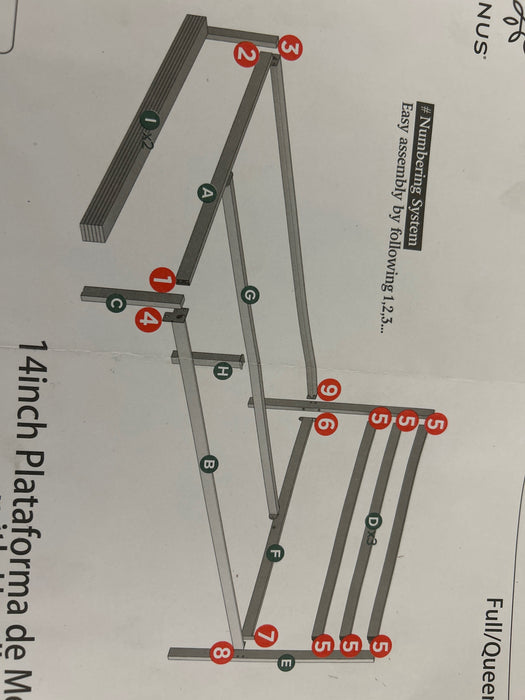 Zinus Mia 14" Metal Platform Bed Frame with Headboard, King - new
