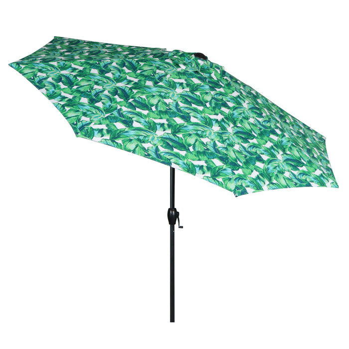 Mainstays Outdoor 7.5 Foot Palm Print Round Push-up and Tilt Market Patio Umbrella - open_box
