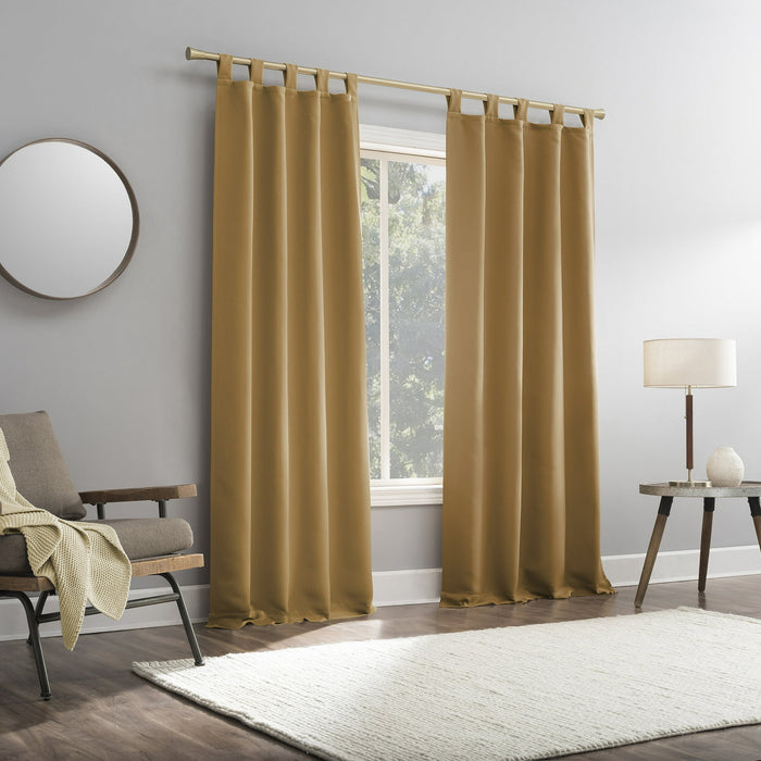 Sun Zero Nolan 1-Piece Energy Saving Blackout Tab Top Curtain Panel, 40"x84", Gold - open_box