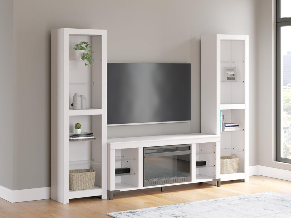 Brollevi White Brollevi 3-Piece Entertainment Center with Fireplace