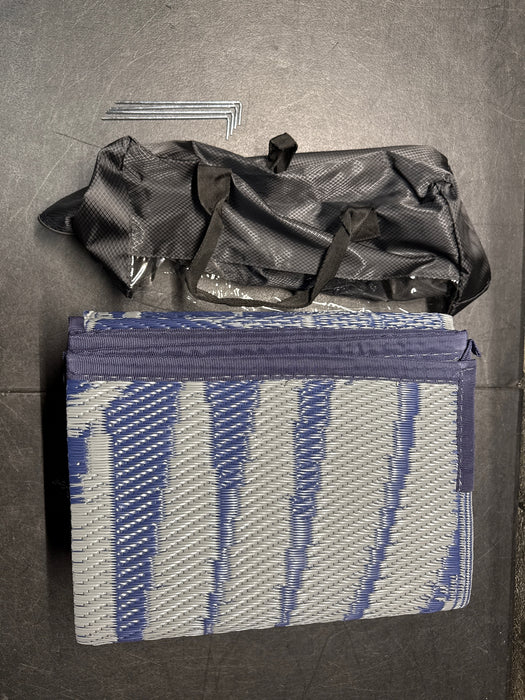 DEORAB 6'x9' Outdoor Rugs Patio Waterproof Outside Mat Reversible Plastic Camping Carpet,Blue & Grey - new