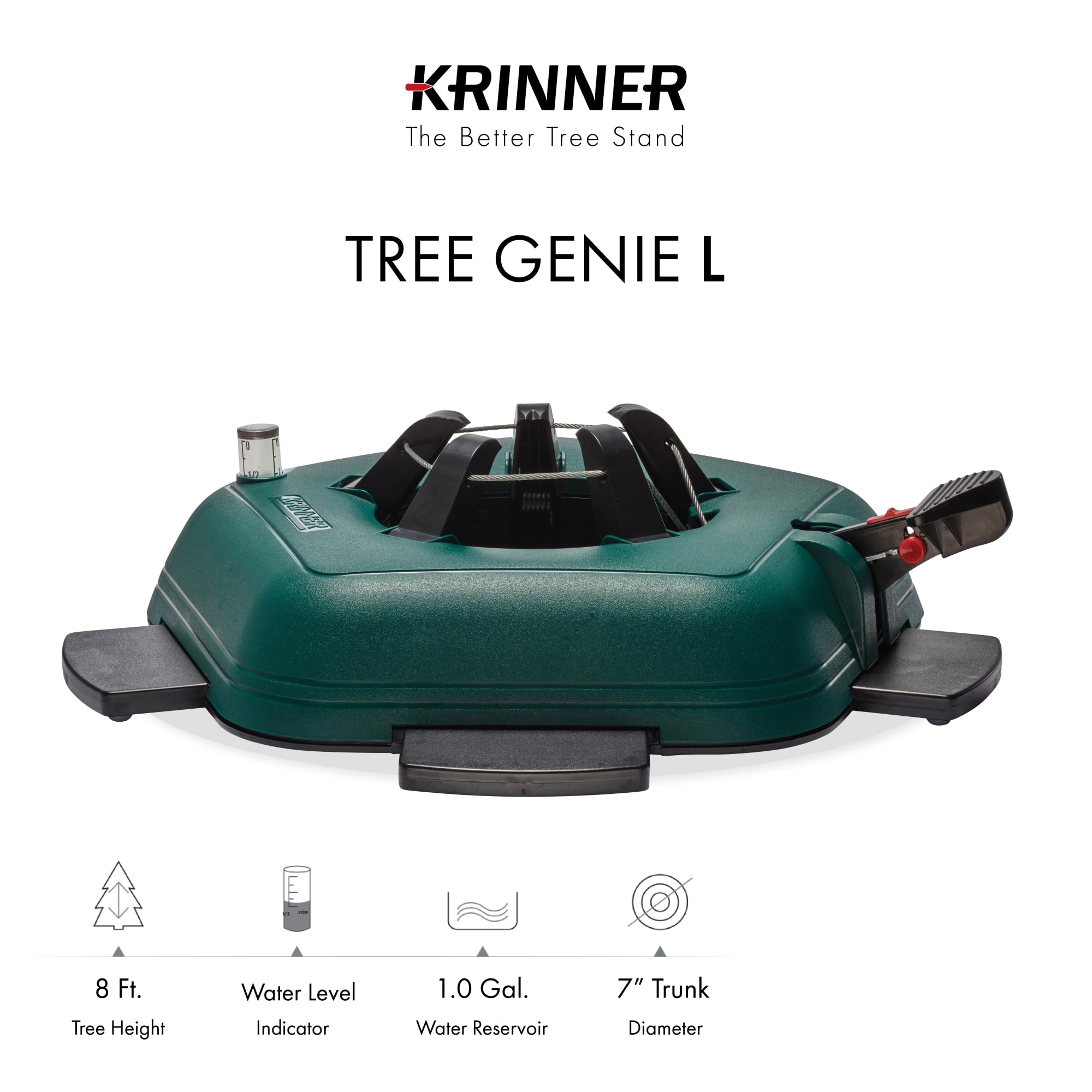 Krinner - Tree Genie L (Gen 2)- Single Cable Operation, Water Level Indicator, 5 Stabilizer Feet, Up to 8 Foot Trees - Christmas Tree Stand - open_box