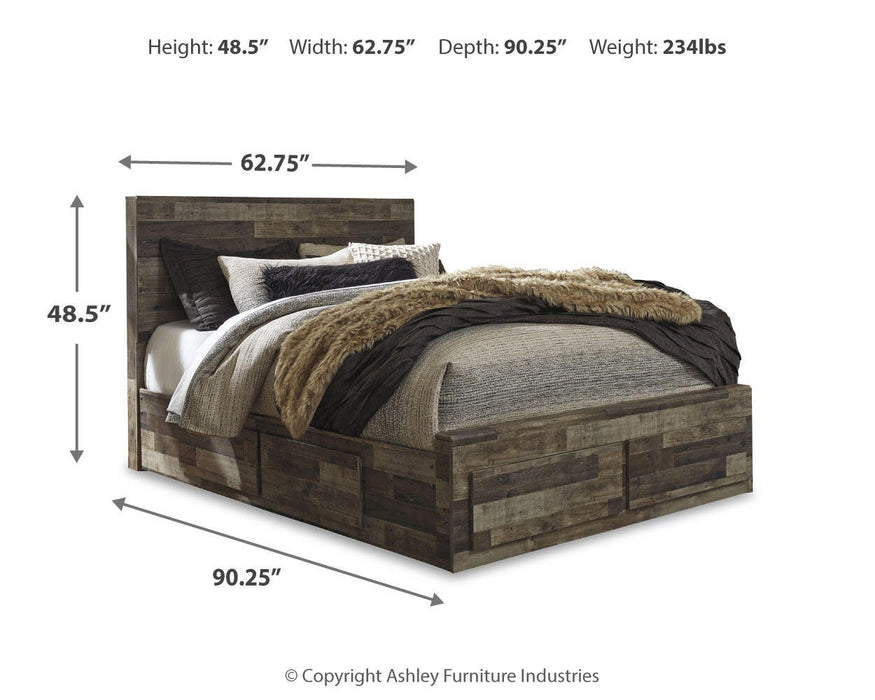 Derekson Multi Gray Derekson Queen Panel Bed with 4 Storage Drawers