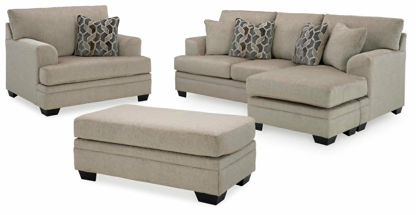 Stonemeade Taupe Stonemeade Sofa Chaise, Chair, and Ottoman
