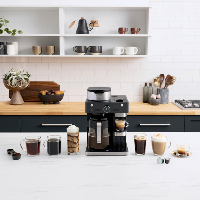 Ninja - Espresso & Coffee Barista System, Single Serve & Nespresso, with 12-Cup Carafe, 4 Styles with Ristretto - Black - use_like_new