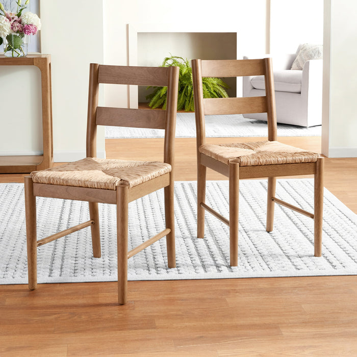 My Texas House Laurel Dining Chairs with Woven Seagrass Seat, Warm Brown, 2 Pack - open_box