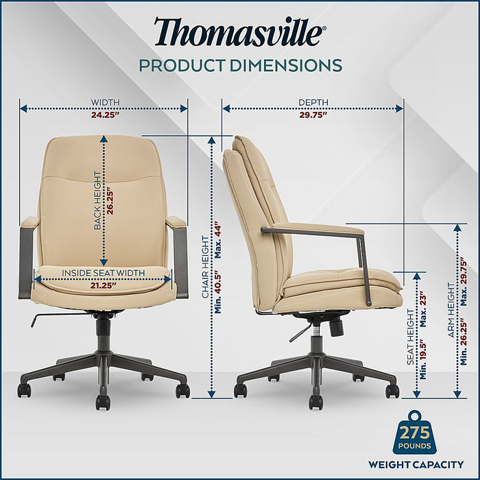Thomasville - Upton Bonded Leather Office Chair - Cream - new