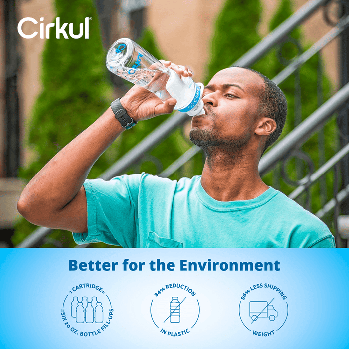 Cirkul 22 oz Plastic Water Bottle Starter Kit with Blue Lid and 2 Flavor Cartridges (Fruit Punch & Mixed Berry) - new
