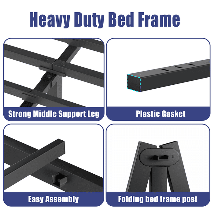 COMASACH 14 inch King Bed Frame, Easy Assembly, No Box Spring Needed, Heavy Duty Metal Platform King Size, Noise Free, Black - new