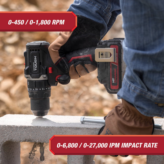 Hyper Tough 20V Max Brushless 2-Speed Cordless Hammer Drill with 1.5Ah Lithium-Ion Battery and Charger - open_box