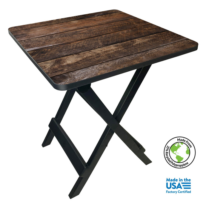 Ozark Trail 19-inch Plastic Folding Outdoor Camp Side Table, Brown Wood Print - new