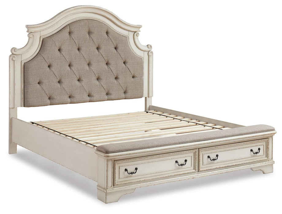 Realyn Two-tone Realyn King Upholstered Storage Bed - Brand New