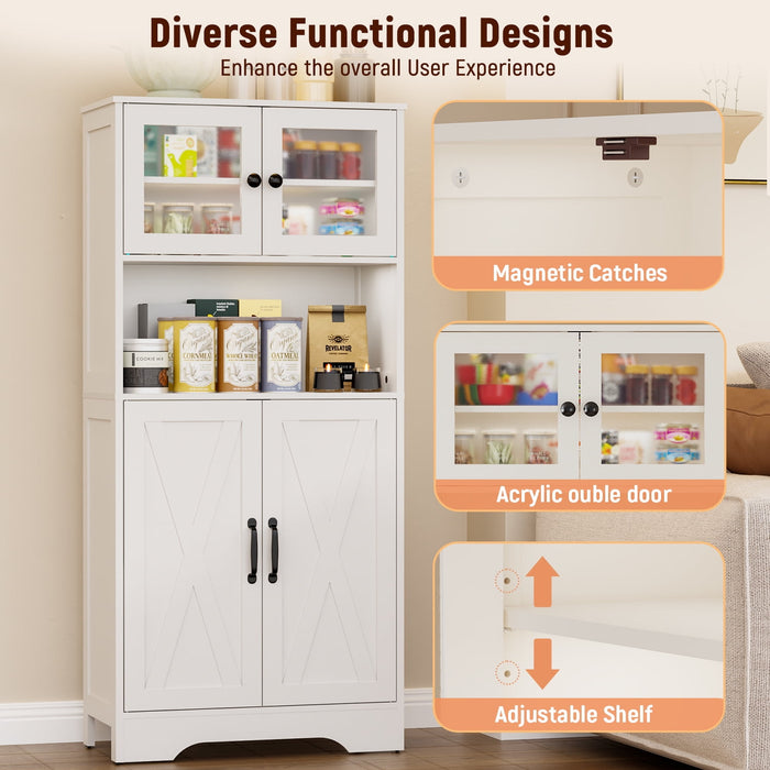 Behost Kitchen Pantry Cabinet with Doors, Storage Shelf for Home, White - new