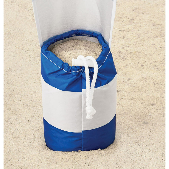 Mainstays 6 ft Blue and White Stripe Beach Umbrella, Sun Protection - open_box