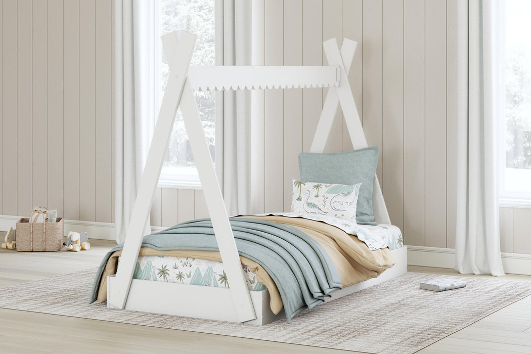 Hallityn White Twin Tent Complete Bed in Box