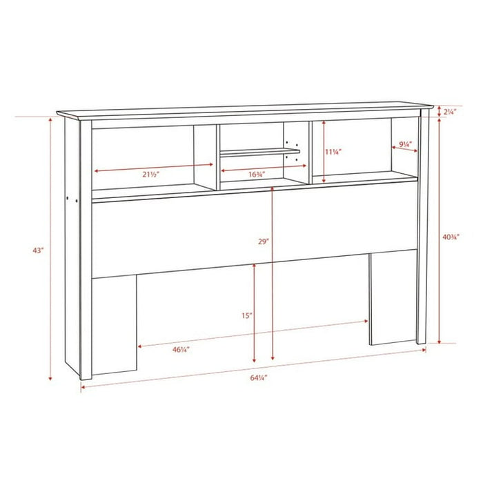 Prepac Monterey Cherry Full/Queen Bookcase Headboard - open_box