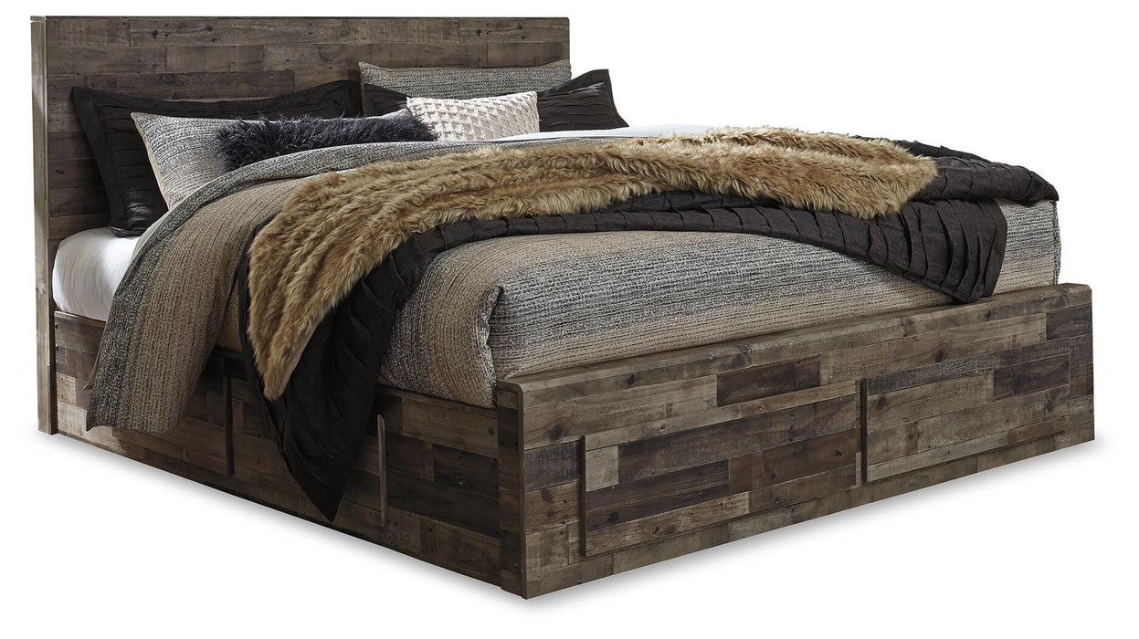 Derekson Multi Gray Derekson King Panel Bed with 4 Storage Drawers