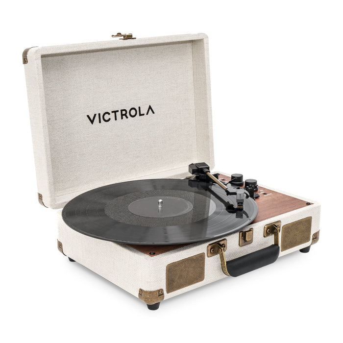 Victrola Venture Bluetooth Portable Mid-Century Modern Suitcase Record Player with 3-Speed Turntable & Built-in Speakers | Oak - new