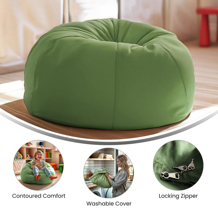 Flash Furniture Dillon Small Bean Bag Chair for Kids and Teens, Foam-Filled Beanbag Chair with Machine Washable Cover, Green - new