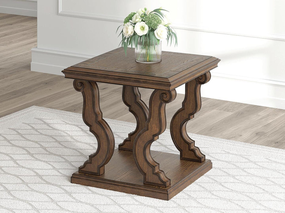 Maylee Dark Brown Square End Table