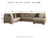 Abalone Chocolate Abalone 3-Piece Sectional with Chaise