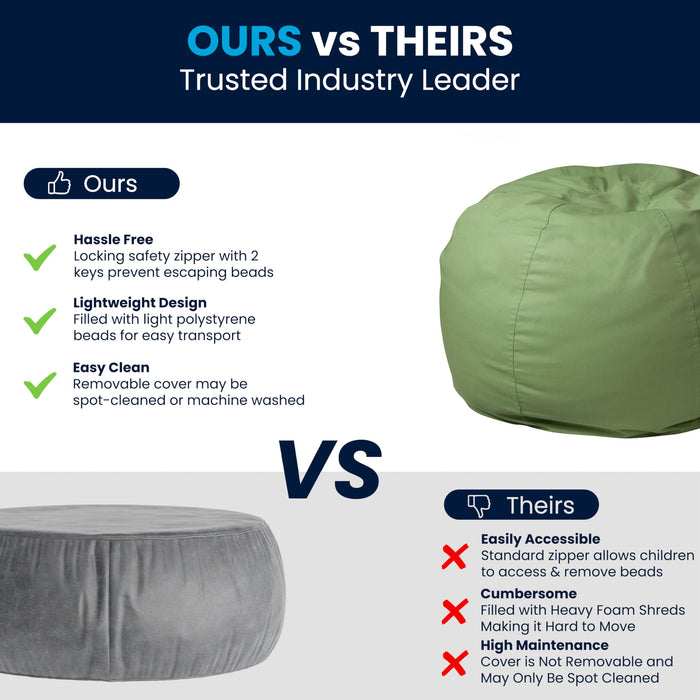 Flash Furniture Dillon Small Bean Bag Chair for Kids and Teens, Foam-Filled Beanbag Chair with Machine Washable Cover, Green - new