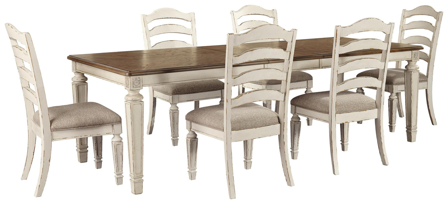 Realyn Chipped White Realyn Dining Table and 6 Chairs