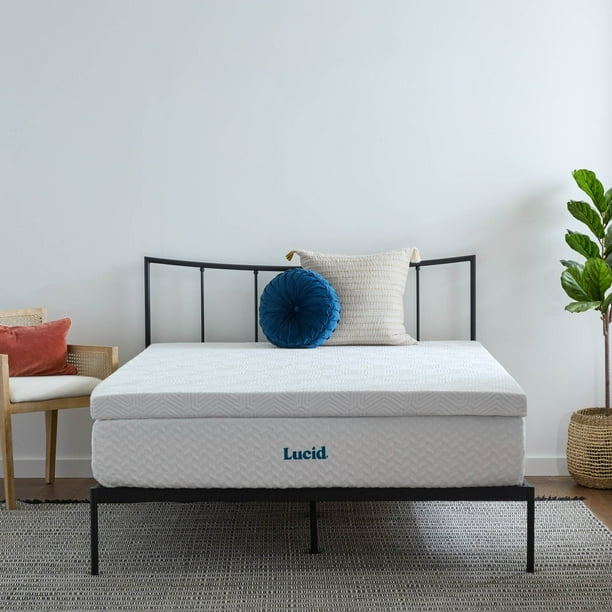 Lucid Lavender and Gel Covered Memory Foam Mattress Topper, 3 inch, Twin - open_box