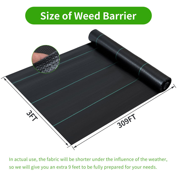 LMYYGOO 3ft x 300ft Heavy-Duty Weed Barrier Fabric Premium 3.5 oz Ground Cover Weed Block Gardening Mat,Easy Installation & Superior Weed Control (3 * 300FT) - open_box