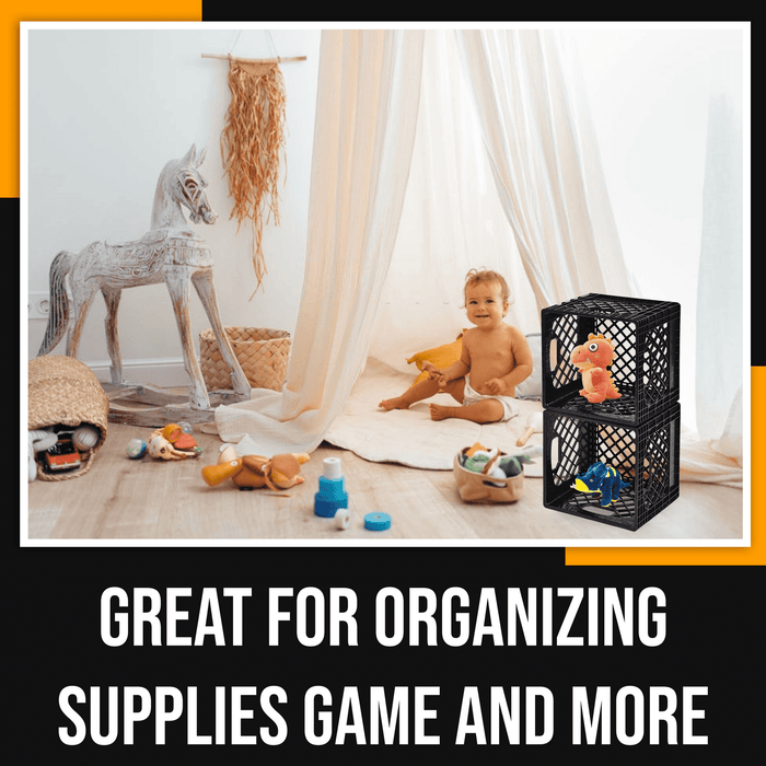Juggernaut Storage 16QT Heavy-Duty Plastic Square Milk Crate Black - open_box
